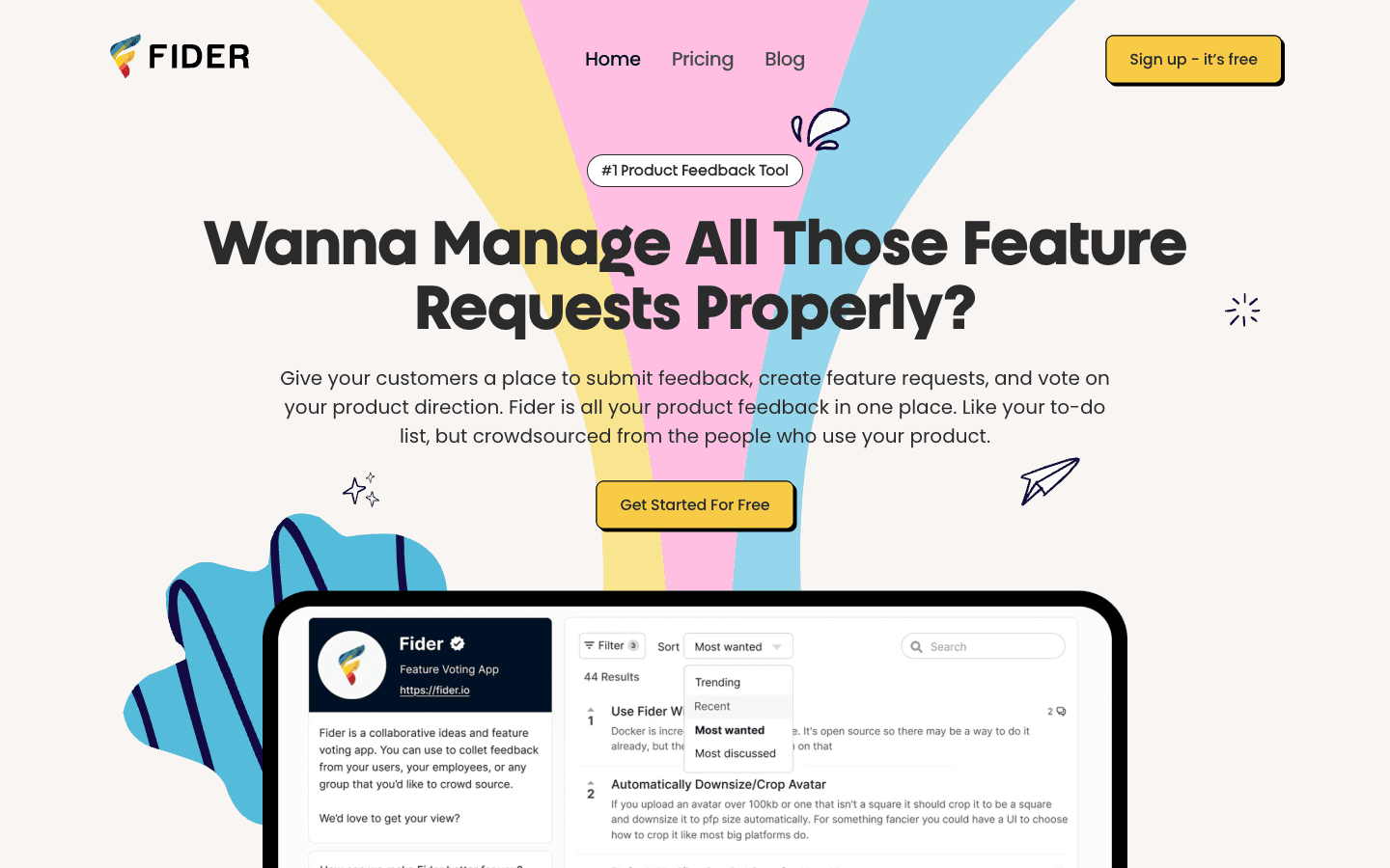 Fider homepage screenshot